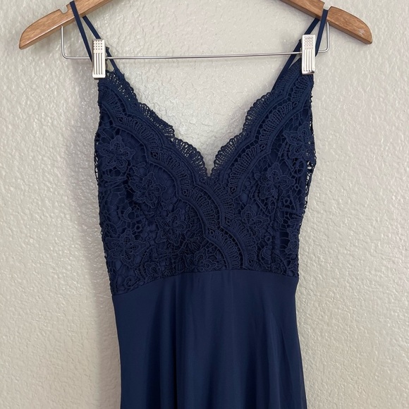 NWOT Madalyn Navy Blue Lace Maxi Dress - mordernwear.com